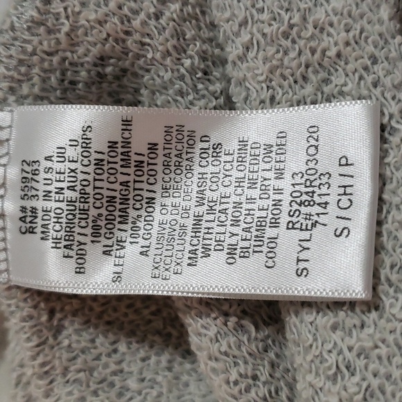 C & C California. Gray & White Sweatshirt Dress; Drop Drawstring Waist.  Size S - Picture 14 of 14